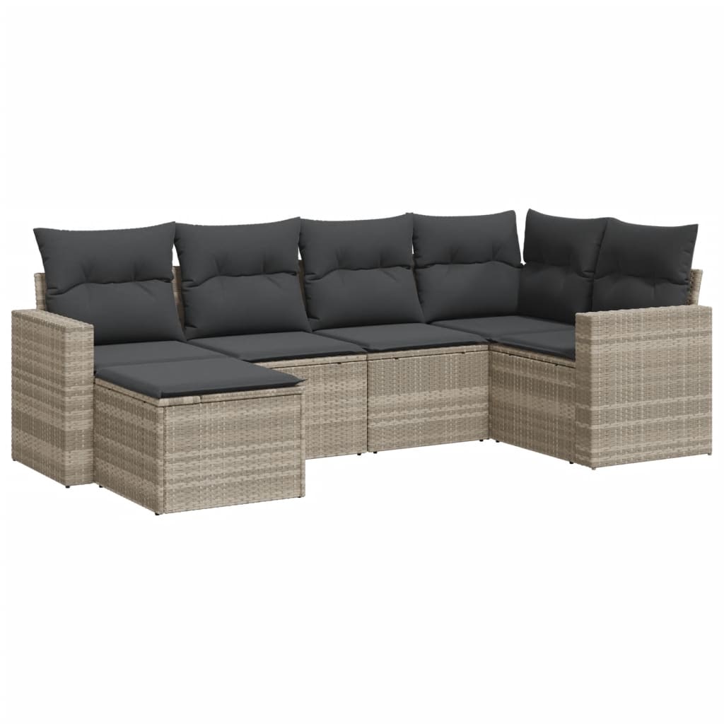 vidaXL Set canapele de grădină cu perne, 6 piese gri deschis poliratan
