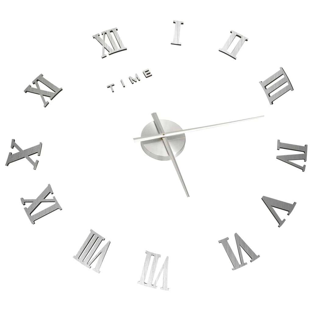 vidaXL Ceas de perete 3D, argintiu, 100 cm, XXL, design modern vidaXL Ceas de perete 3D, argintiu, 100 cm, XXL, design modern