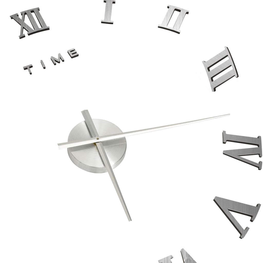 vidaXL Ceas de perete 3D, argintiu, 100 cm, XXL, design modern vidaXL Ceas de perete 3D, argintiu, 100 cm, XXL, design modern