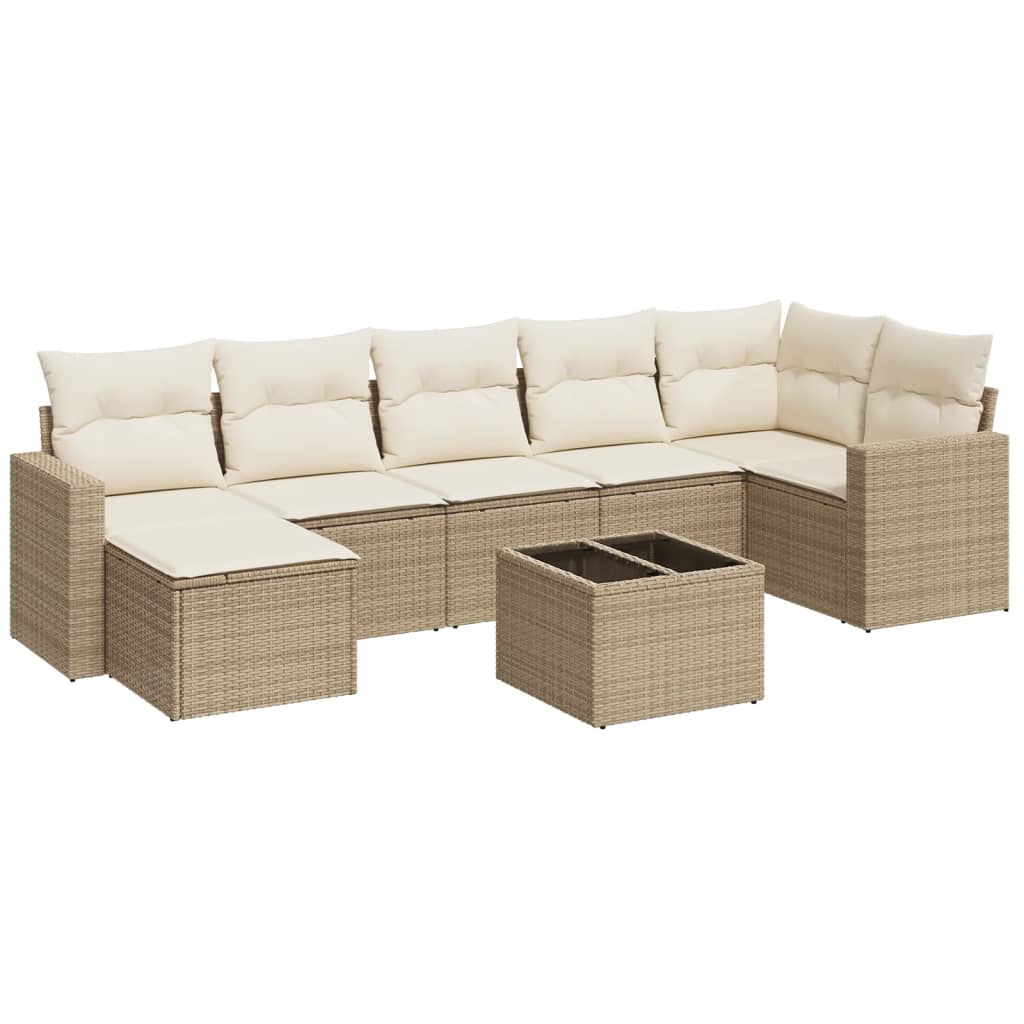 vidaXL Set canapele de grădină, 8 piese, cu perne, bej, poliratan
