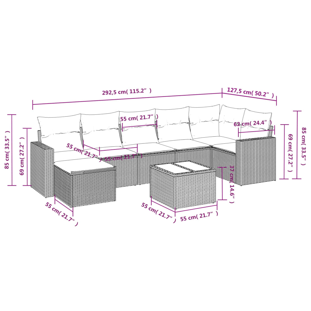 vidaXL Set mobilier de grădină cu perne, 8 piese gri deschis poliratan vidaXL Set mobilier de grădină cu perne, 8 piese gri deschis poliratan