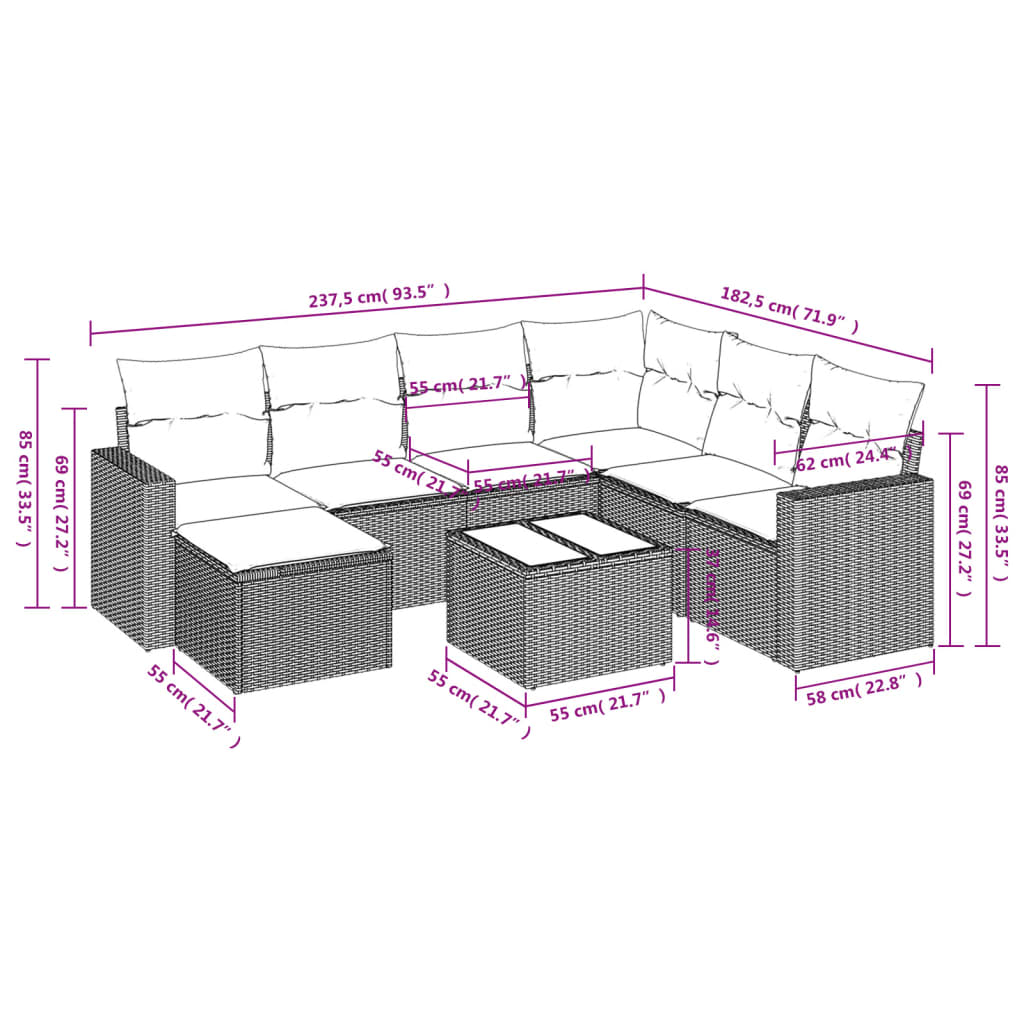 vidaXL Set mobilier de grădină cu perne, 8 piese gri deschis poliratan vidaXL Set mobilier de grădină cu perne, 8 piese gri deschis poliratan
