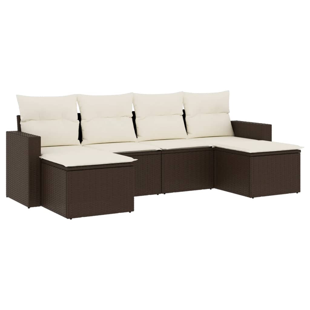 vidaXL Set canapele de grădină cu perne, 6 piese, maro, poliratan vidaXL Set canapele de grădină cu perne, 6 piese, maro, poliratan
