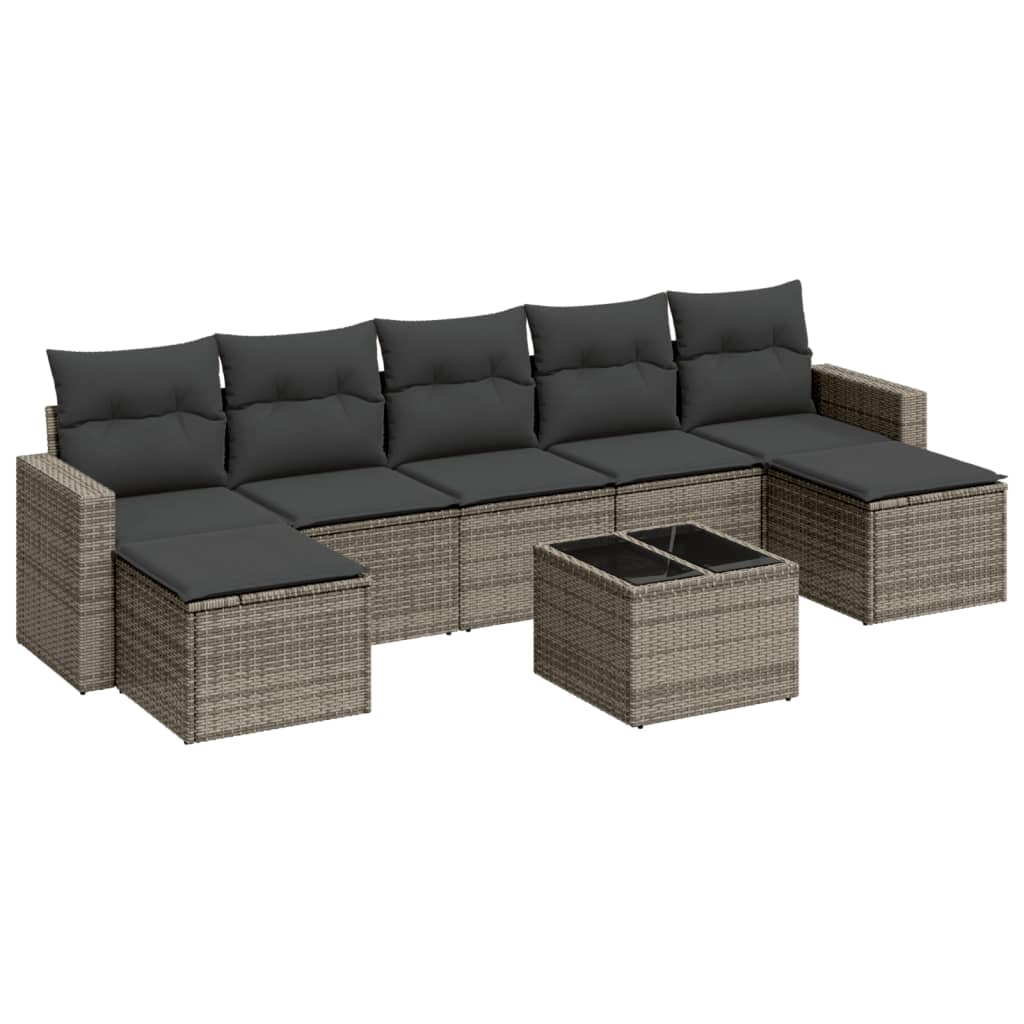 vidaXL Set canapele de grădină cu perne, 8 piese, gri, poliratan