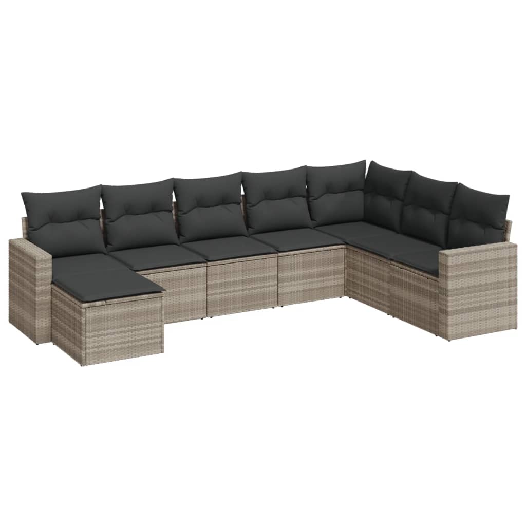 vidaXL Set mobilier de grădină cu perne, 8 piese gri deschis poliratan vidaXL Set mobilier de grădină cu perne, 8 piese gri deschis poliratan