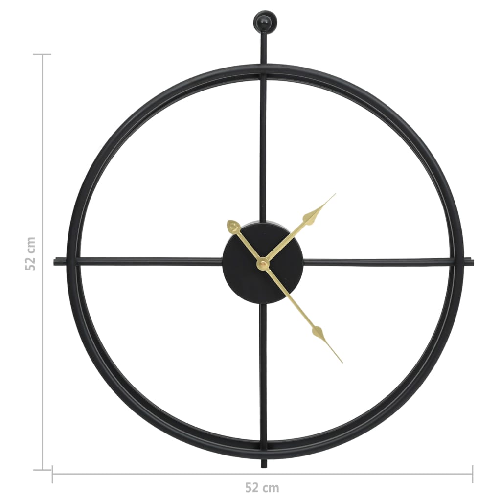 vidaXL Ceas de perete, negru, 52 cm, fier