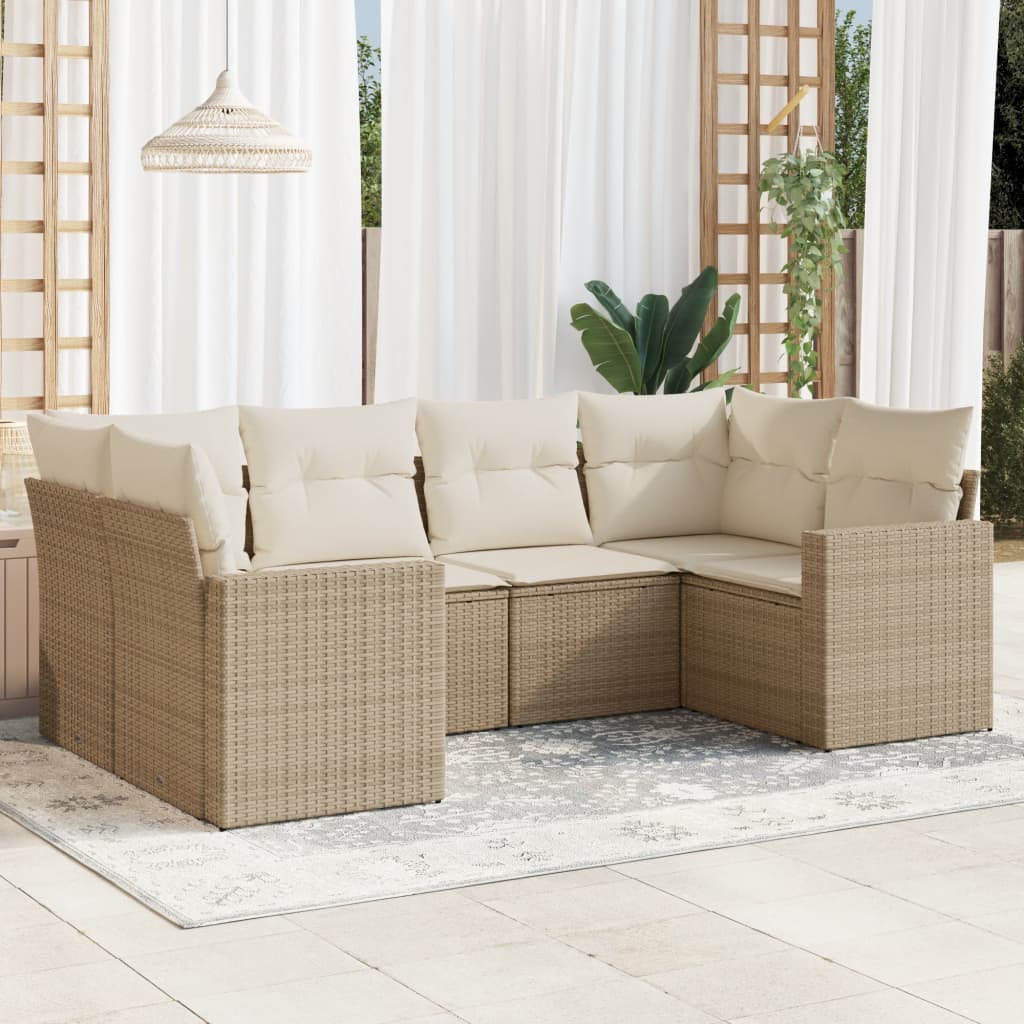 vidaXL Set canapele de grădină cu perne, 6 piese, bej, poliratan vidaXL Set canapele de grădină cu perne, 6 piese, bej, poliratan