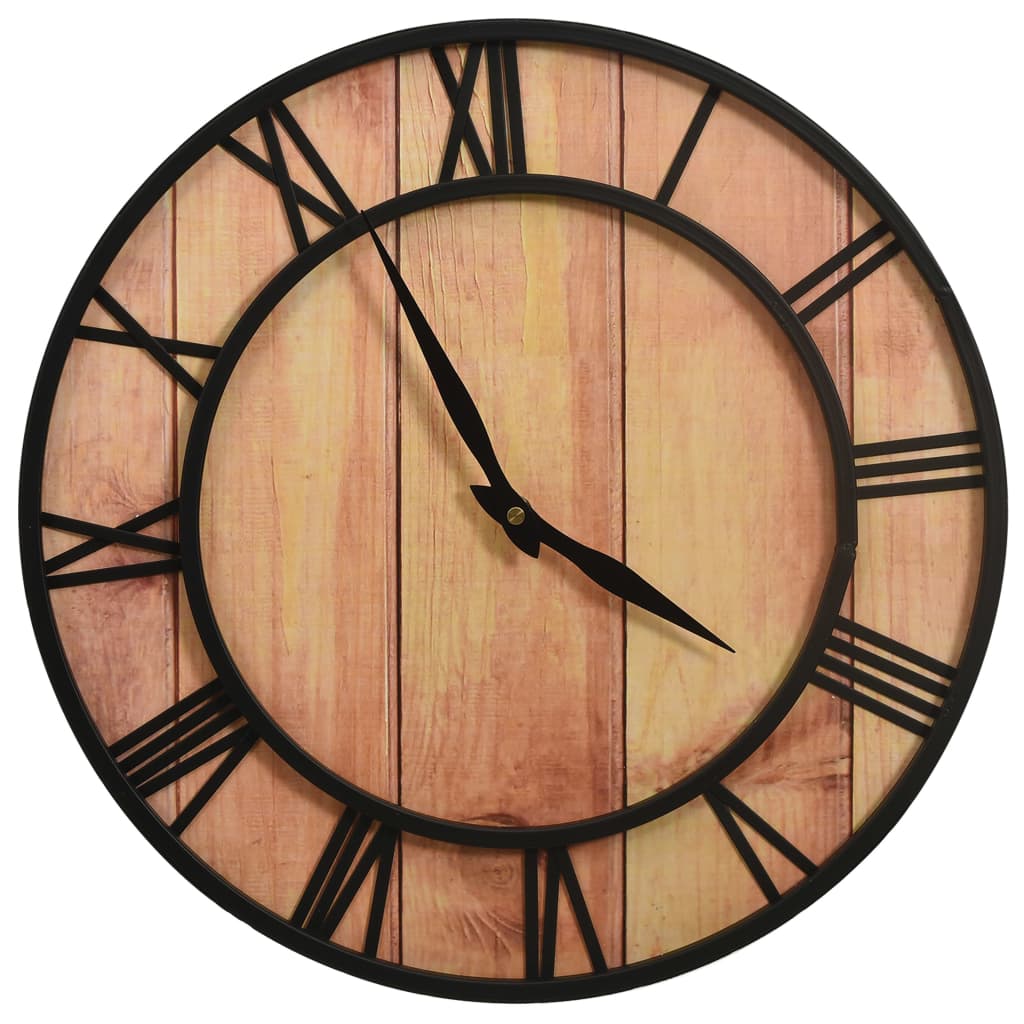 vidaXL Ceas de perete, maro și negru, 39 cm, fier și MDF vidaXL Ceas de perete, maro și negru, 39 cm, fier și MDF