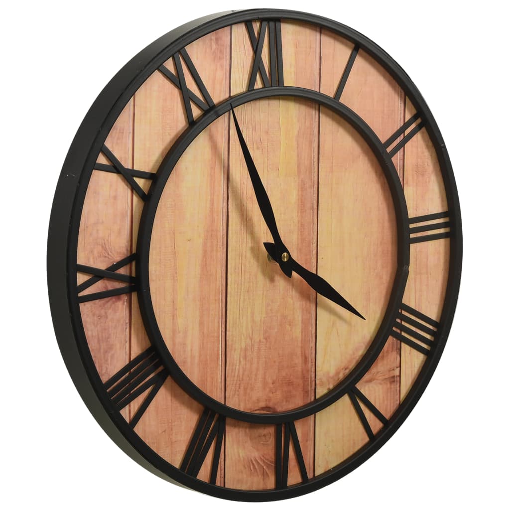 vidaXL Ceas de perete, maro și negru, 39 cm, fier și MDF vidaXL Ceas de perete, maro și negru, 39 cm, fier și MDF