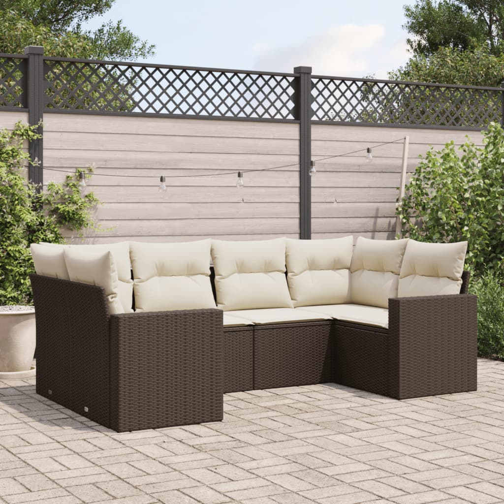 vidaXL Set canapele de grădină cu perne, 6 piese, maro, poliratan vidaXL Set canapele de grădină cu perne, 6 piese, maro, poliratan