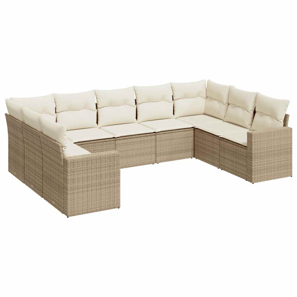 vidaXL Set canapele de grădină, 9 piese, cu perne, bej, poliratan vidaXL Set canapele de grădină, 9 piese, cu perne, bej, poliratan