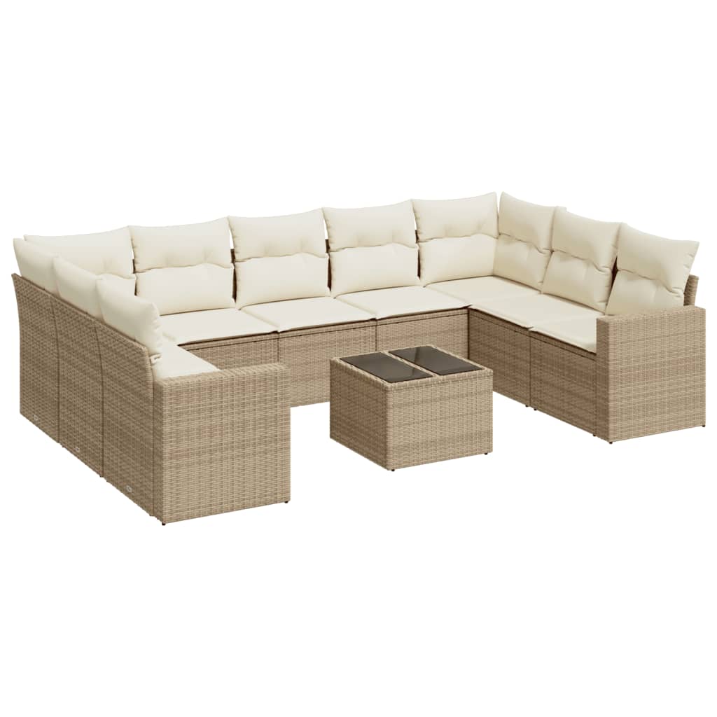 vidaXL Set canapele de grădină cu perne, 10 piese, bej, poliratan vidaXL Set canapele de grădină cu perne, 10 piese, bej, poliratan