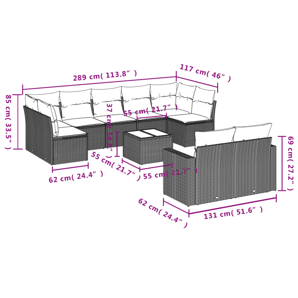 vidaXL Set mobilier de grădină cu perne, 10 piese, gri, poliratan vidaXL Set mobilier de grădină cu perne, 10 piese, gri, poliratan