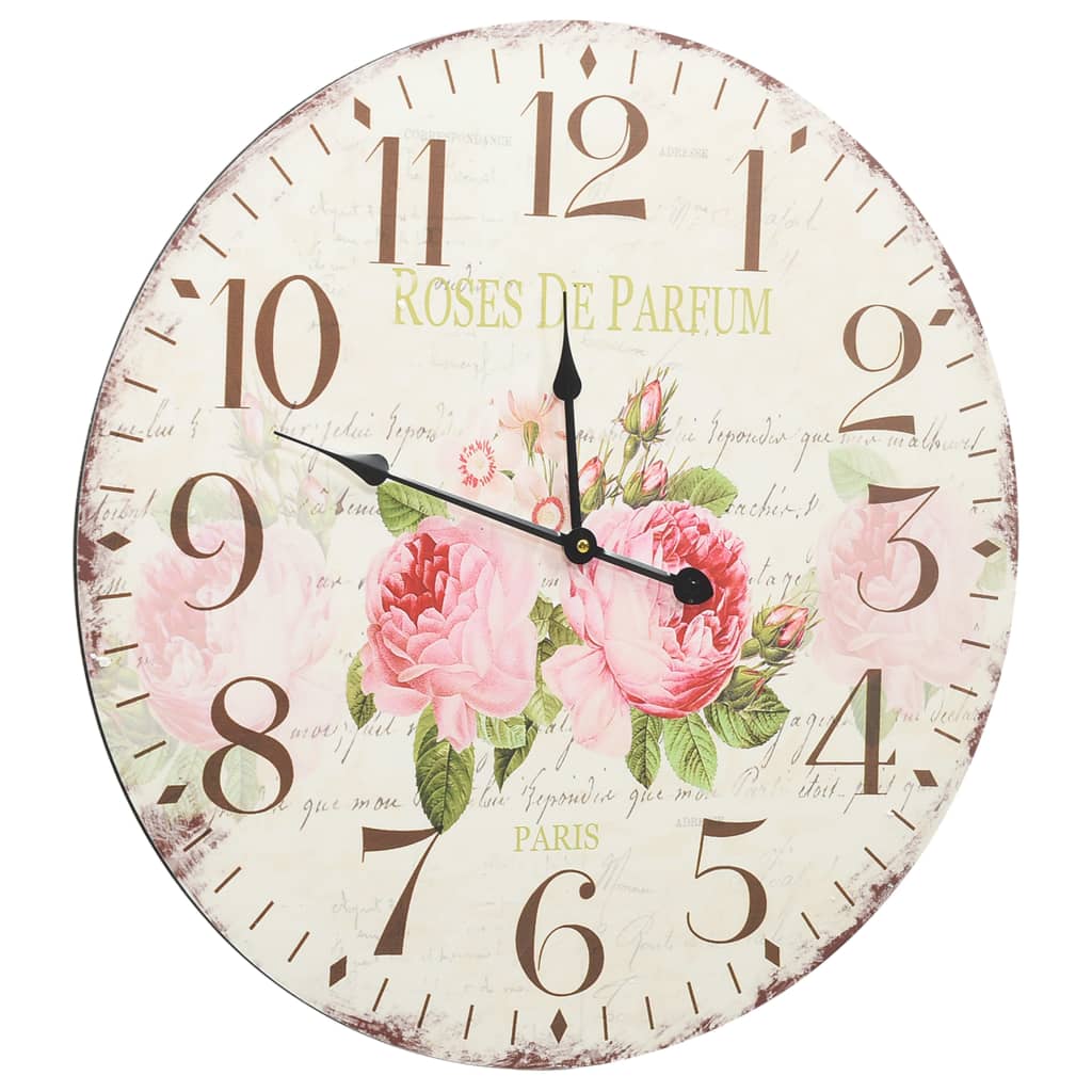 vidaXL Ceas de perete vintage, 60 cm, floare
