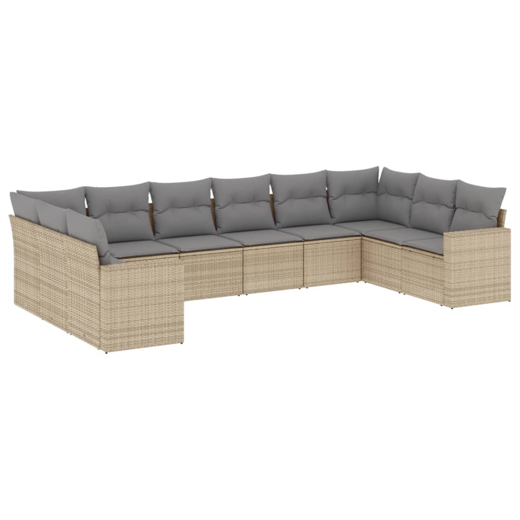 vidaXL Set canapele de grădină cu perne, 10 piese, bej, poliratan vidaXL Set canapele de grădină cu perne, 10 piese, bej, poliratan