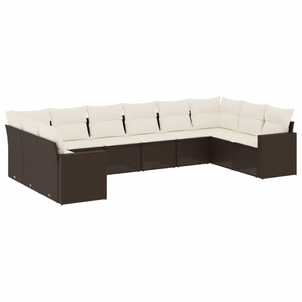 vidaXL Set canapele de grădină cu perne, 10 piese, maro, poliratan