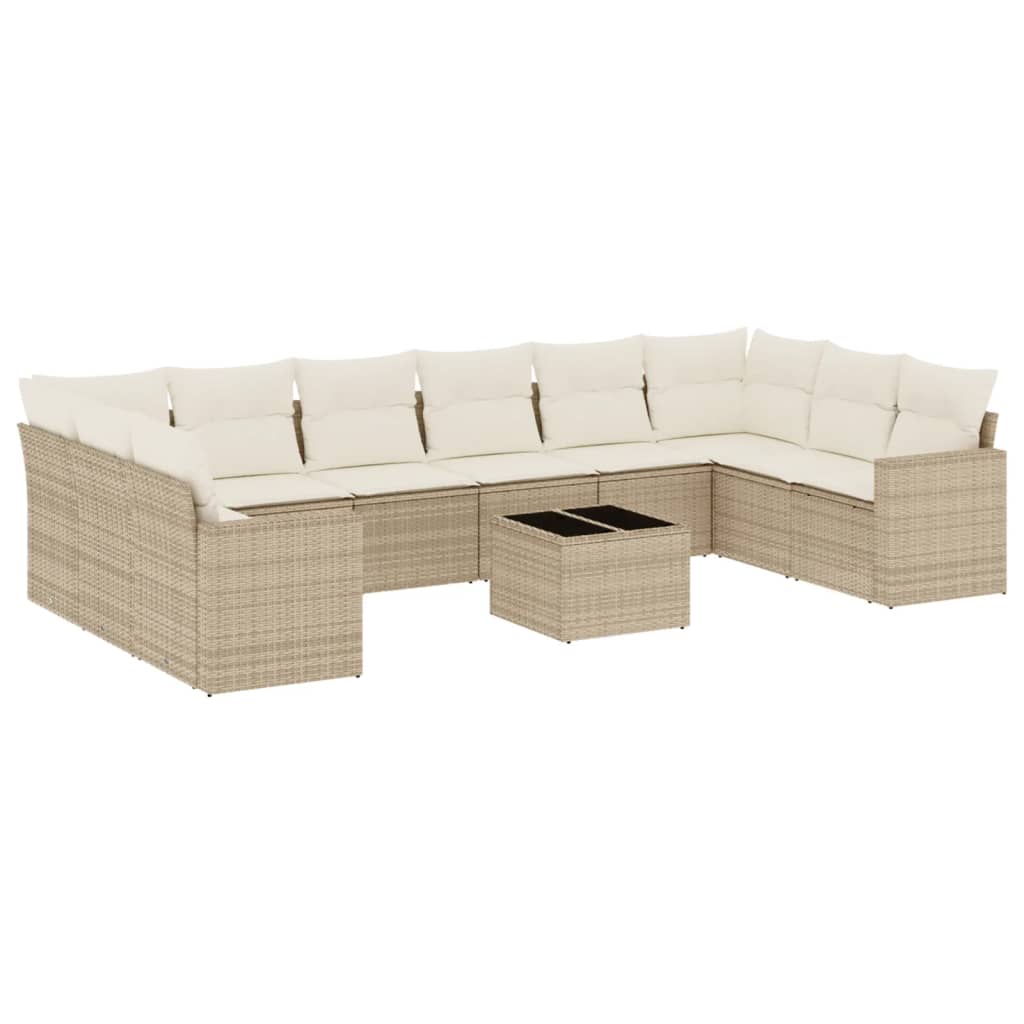 vidaXL Set canapele de grădină cu perne, 11 piese, bej, poliratan vidaXL Set canapele de grădină cu perne, 11 piese, bej, poliratan