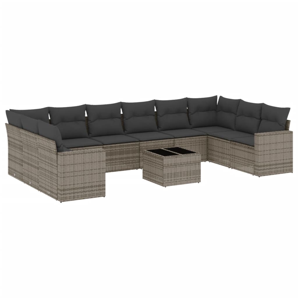 vidaXL Set canapele de grădină cu perne, 11 piese, gri, poliratan vidaXL Set canapele de grădină cu perne, 11 piese, gri, poliratan