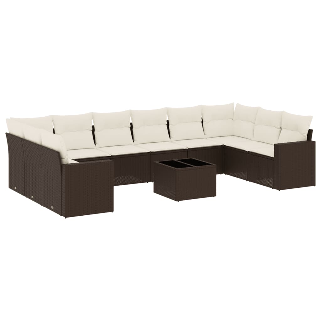 vidaXL Set canapele de grădină cu perne, 11 piese, maro, poliratan vidaXL Set canapele de grădină cu perne, 11 piese, maro, poliratan