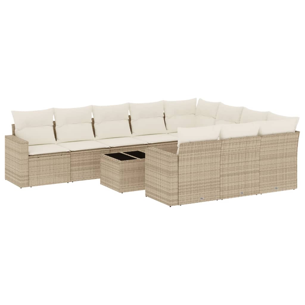 vidaXL Set canapele de grădină cu perne, 11 piese, bej, poliratan vidaXL Set canapele de grădină cu perne, 11 piese, bej, poliratan