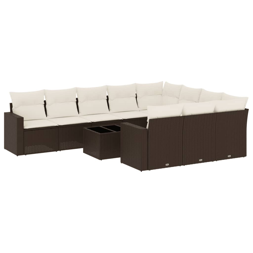 vidaXL Set canapele de grădină cu perne, 11 piese, maro, poliratan vidaXL Set canapele de grădină cu perne, 11 piese, maro, poliratan