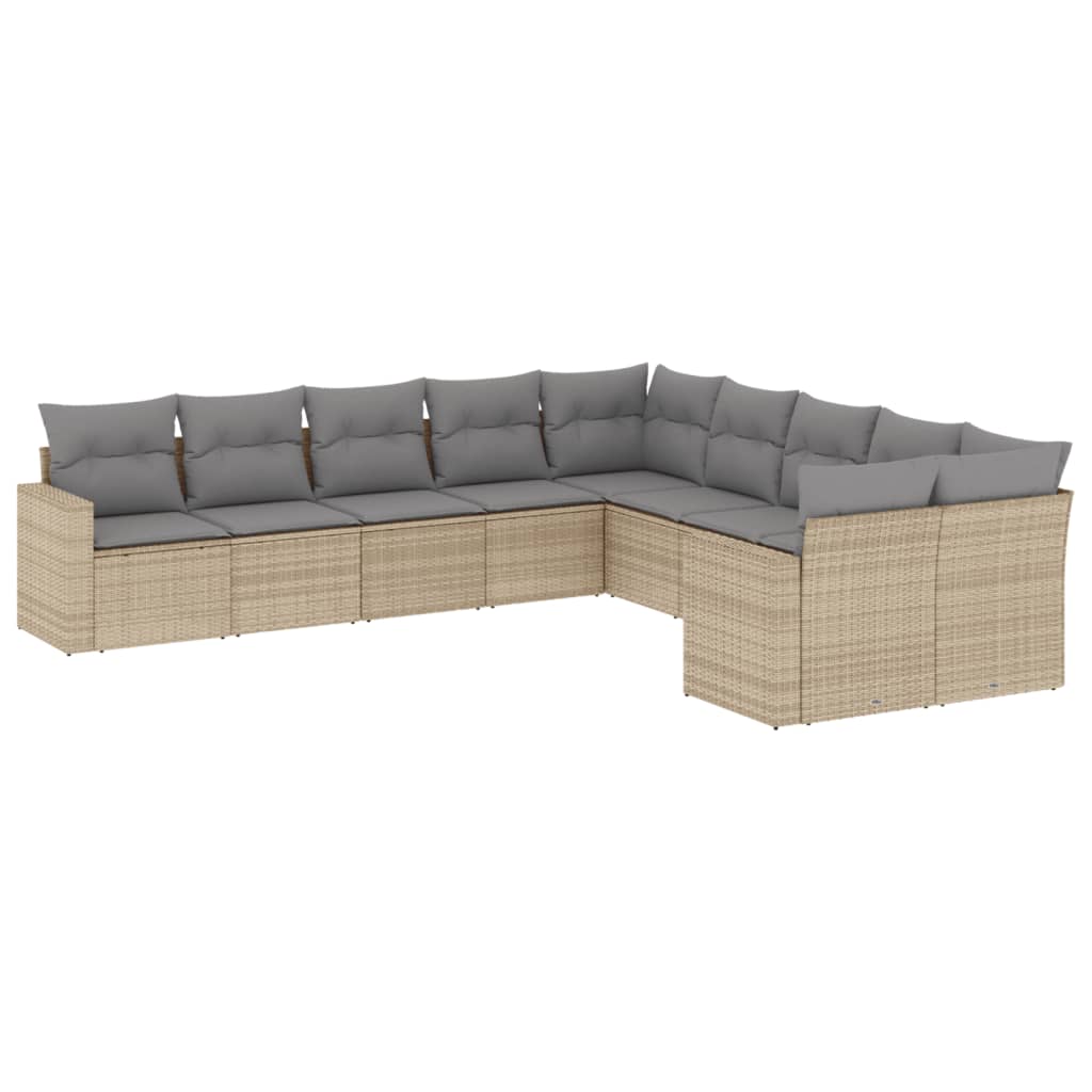 vidaXL Set canapele de grădină cu perne, 10 piese, bej, poliratan