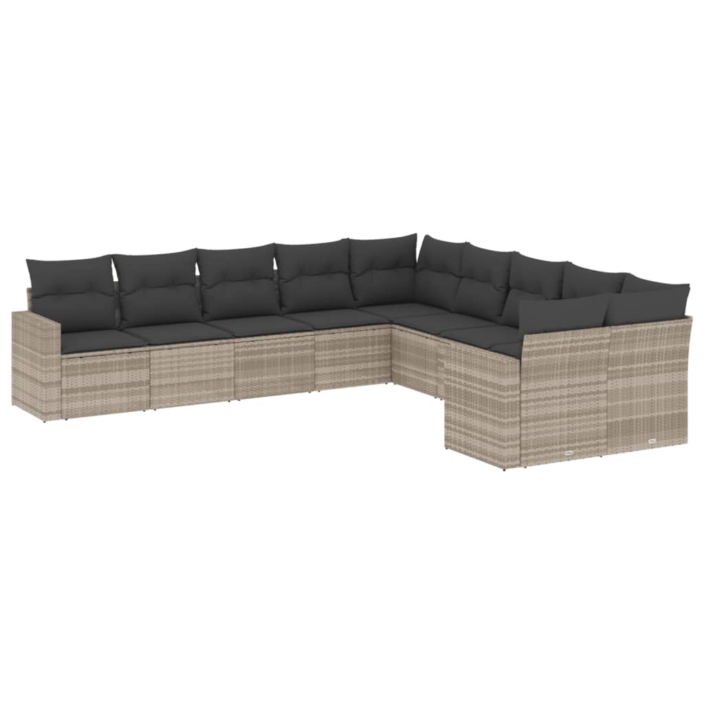 vidaXL Set canapele de grădină cu perne 10 piese gri deschis poliratan vidaXL Set canapele de grădină cu perne 10 piese gri deschis poliratan