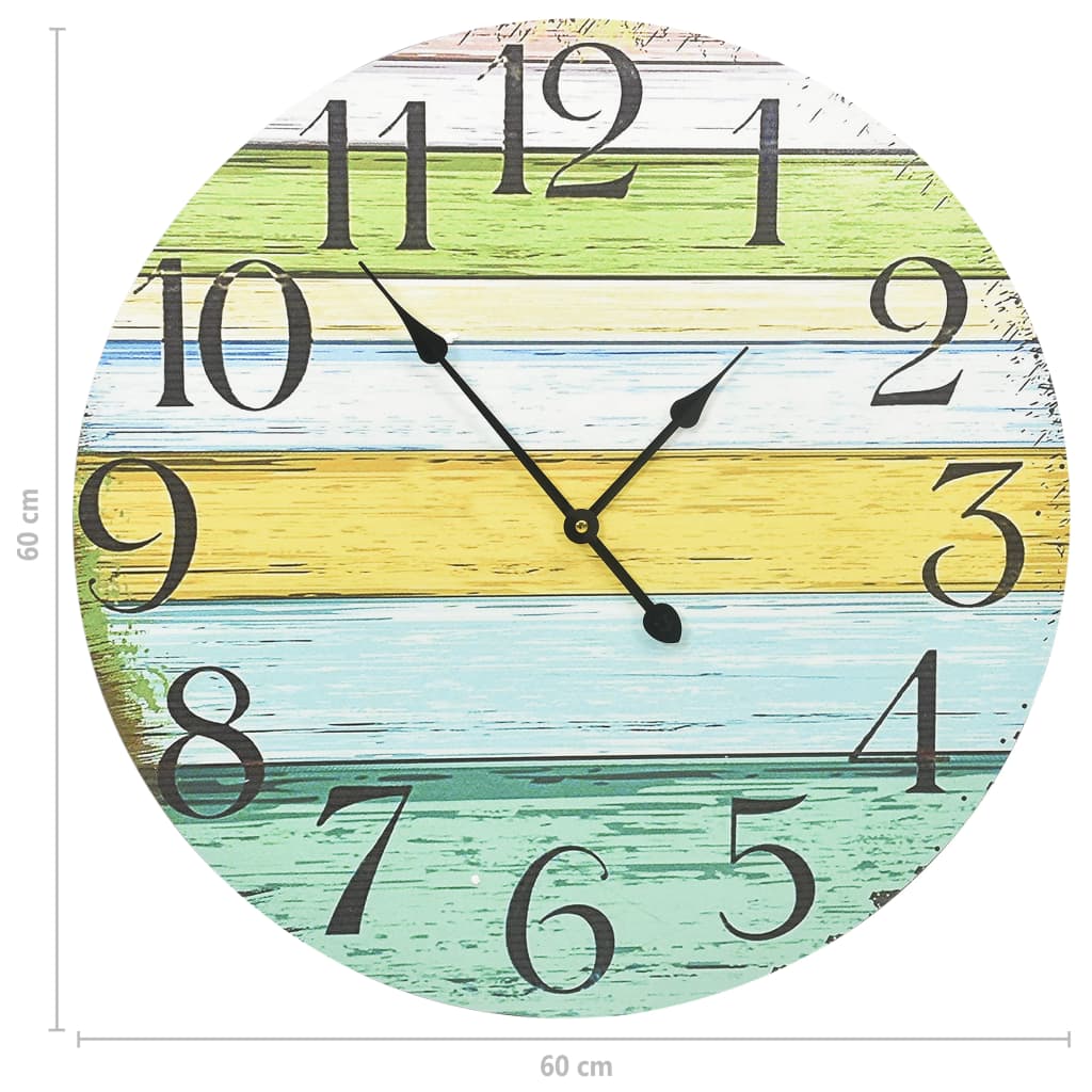 vidaXL Ceas de perete, multicolor, 60 cm, MDF vidaXL Ceas de perete, multicolor, 60 cm, MDF