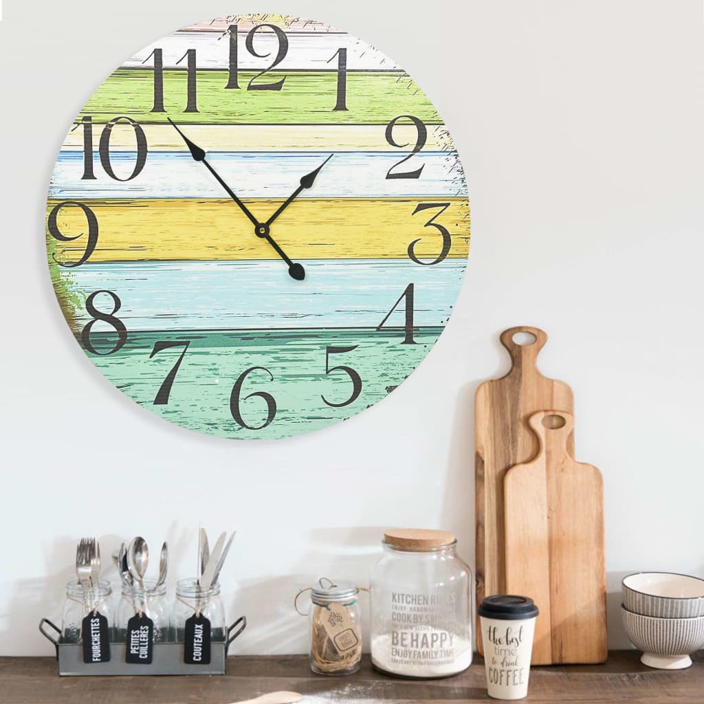 vidaXL Ceas de perete, multicolor, 60 cm, MDF vidaXL Ceas de perete, multicolor, 60 cm, MDF