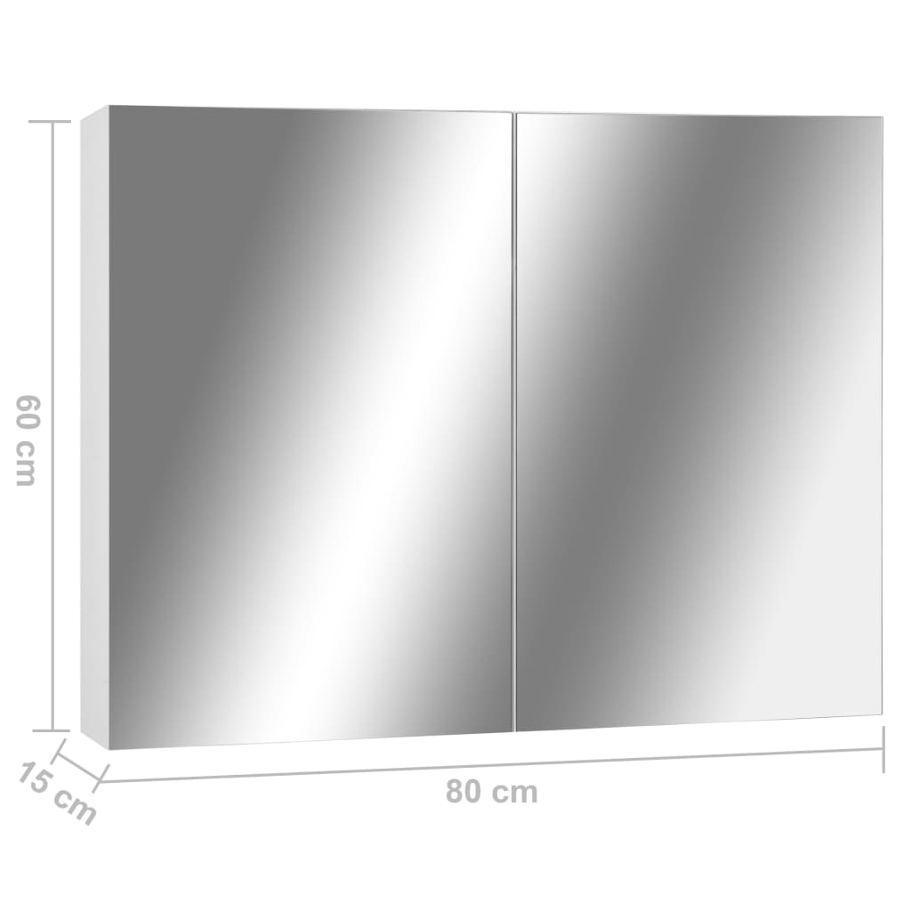 vidaXL Dulap de baie cu oglindă, alb, 80x15x60 cm, MDF vidaXL Dulap de baie cu oglindă, alb, 80x15x60 cm, MDF