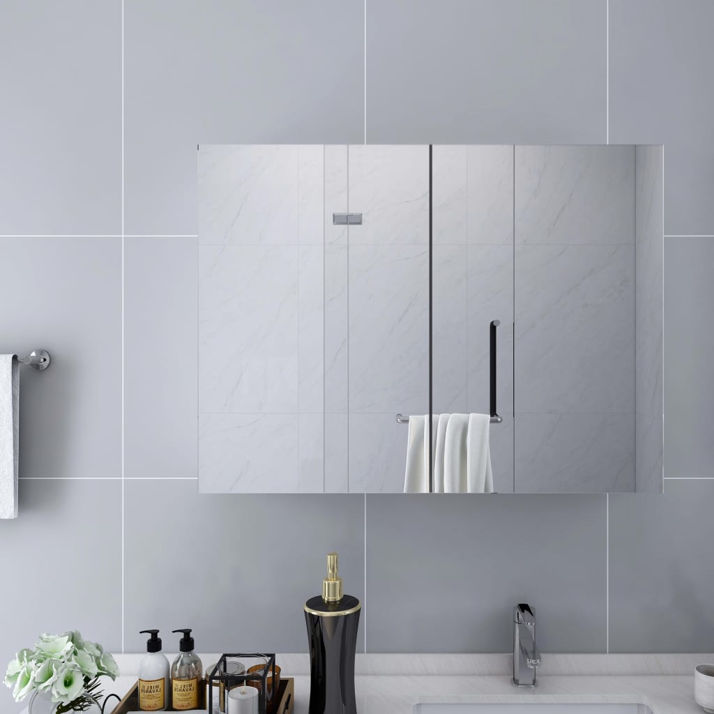 vidaXL Dulap de baie cu oglindă, alb, 80x15x60 cm, MDF vidaXL Dulap de baie cu oglindă, alb, 80x15x60 cm, MDF