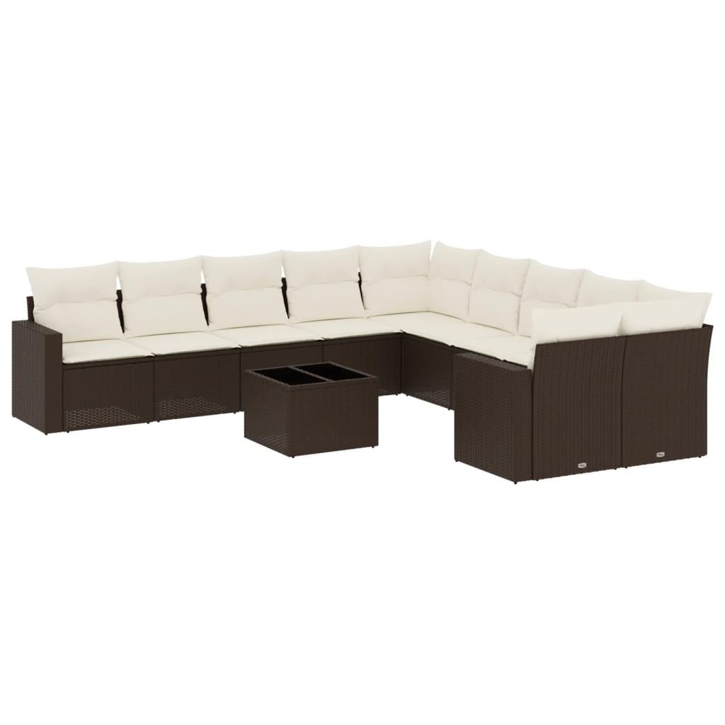 vidaXL Set canapele de grădină cu perne, 11 piese, maro, poliratan vidaXL Set canapele de grădină cu perne, 11 piese, maro, poliratan