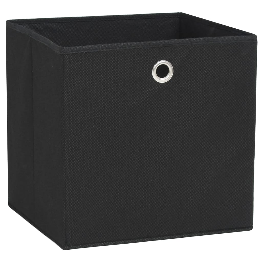 vidaXL Cutii depozitare, 4 buc., negru, 28x28x28 cm, material nețesut vidaXL Cutii depozitare, 4 buc., negru, 28x28x28 cm, material nețesut
