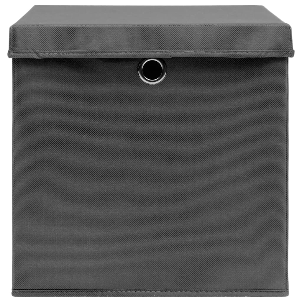 vidaXL Cutii depozitare cu capac, 4 buc., gri, 28x28x28 cm vidaXL Cutii depozitare cu capac, 4 buc., gri, 28x28x28 cm