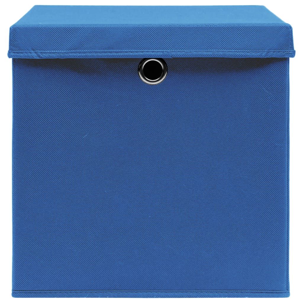 vidaXL Cutii depozitare cu capac, 4 buc., albastru, 28x28x28 cm vidaXL Cutii depozitare cu capac, 4 buc., albastru, 28x28x28 cm