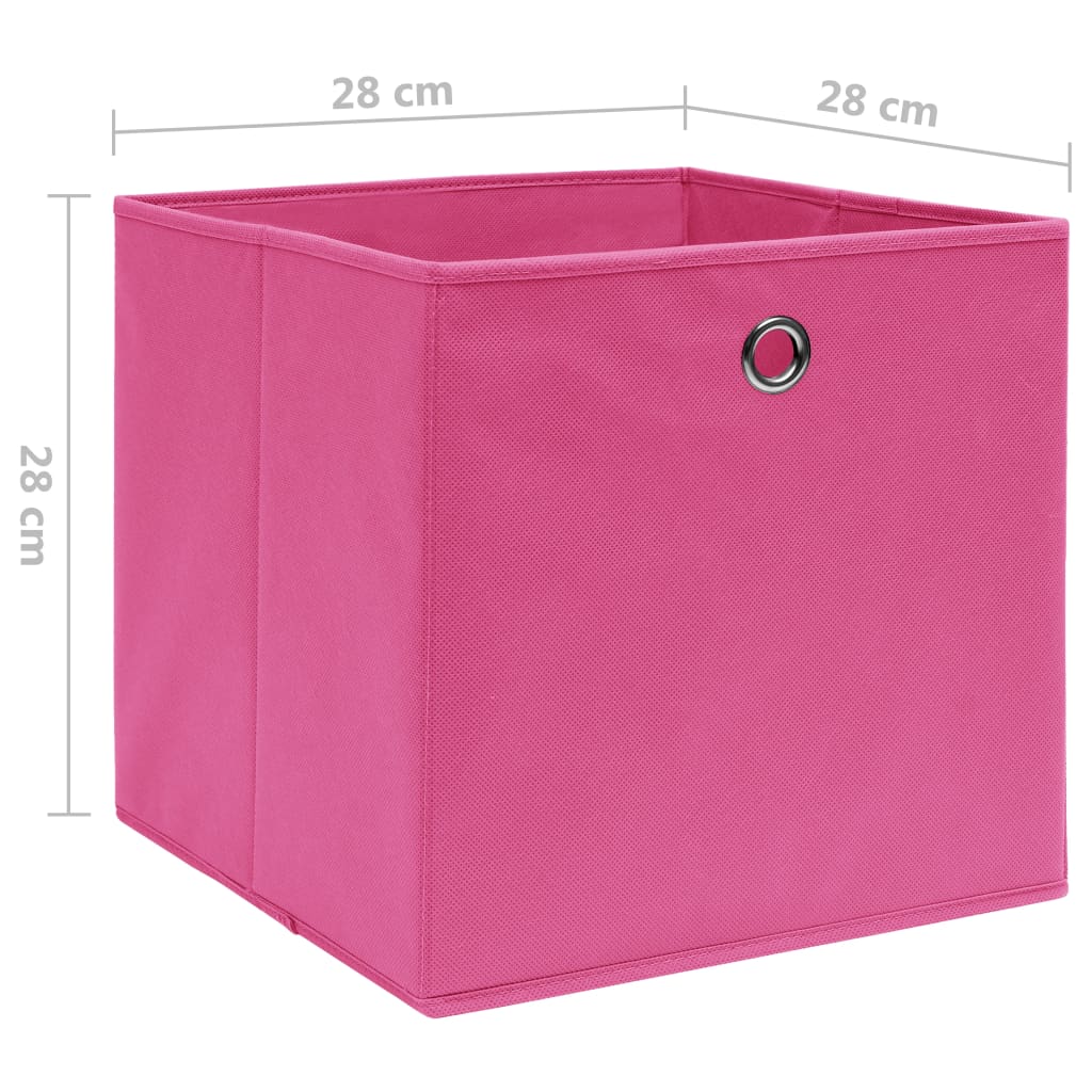 vidaXL Cutii depozitare, 4 buc., roz, 28x28x28 cm, textil nețesut vidaXL Cutii depozitare, 4 buc., roz, 28x28x28 cm, textil nețesut