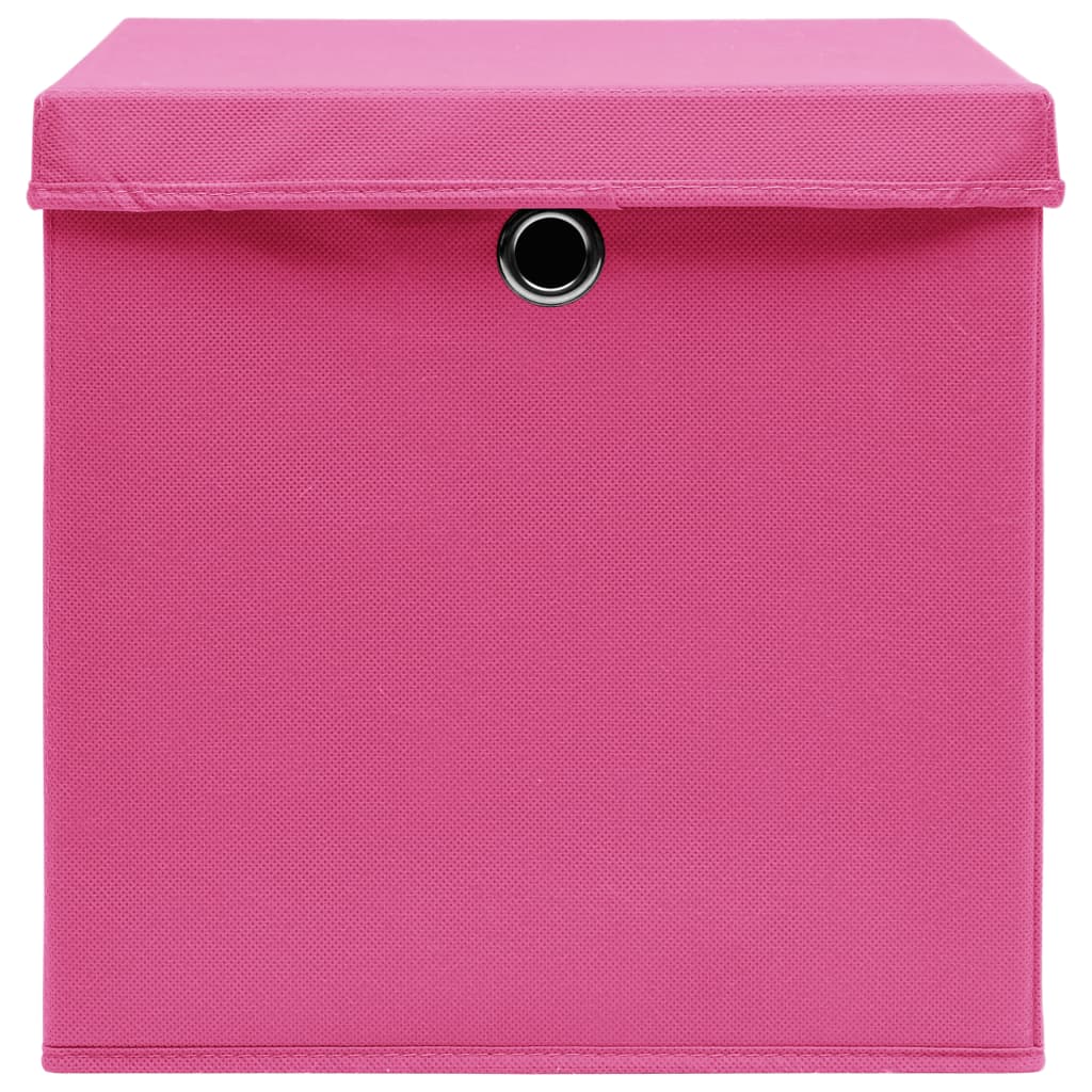 vidaXL Cutii depozitare cu capace, 10 buc., roz, 28x28x28 cm vidaXL Cutii depozitare cu capace, 10 buc., roz, 28x28x28 cm