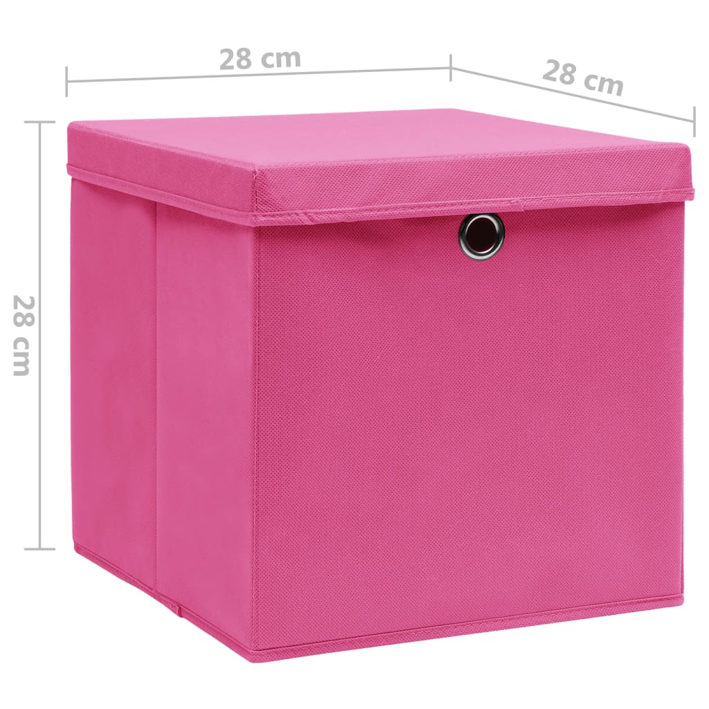 vidaXL Cutii depozitare cu capace, 10 buc., roz, 28x28x28 cm vidaXL Cutii depozitare cu capace, 10 buc., roz, 28x28x28 cm