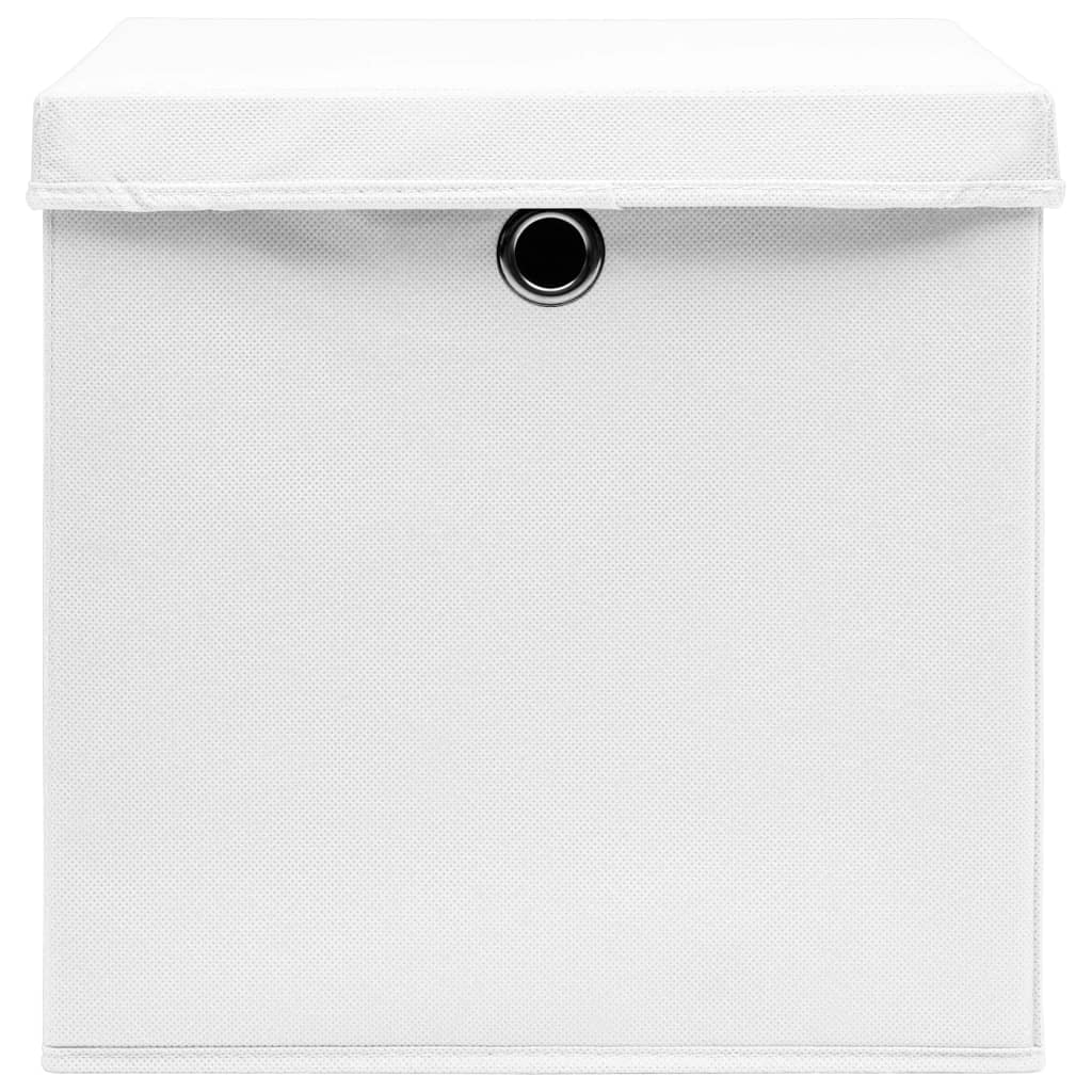 vidaXL Cutii depozitare cu capace, 4 buc., alb, 28x28x28 cm vidaXL Cutii depozitare cu capace, 4 buc., alb, 28x28x28 cm