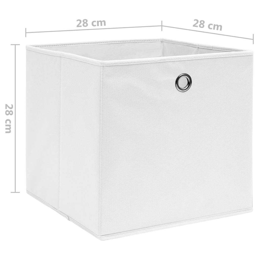 vidaXL Cutii depozitare, 10 buc., alb, 28x28x28 cm, material nețesut vidaXL Cutii depozitare, 10 buc., alb, 28x28x28 cm, material nețesut