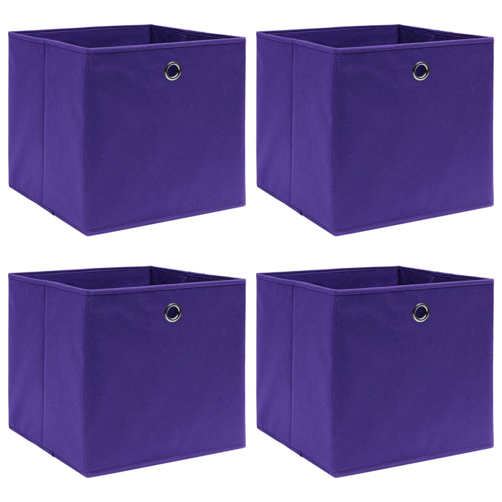 vidaXL Cutii de depozitare 4 buc. violet, 28x28x28 cm, textil nețesut vidaXL Cutii de depozitare 4 buc. violet, 28x28x28 cm, textil nețesut