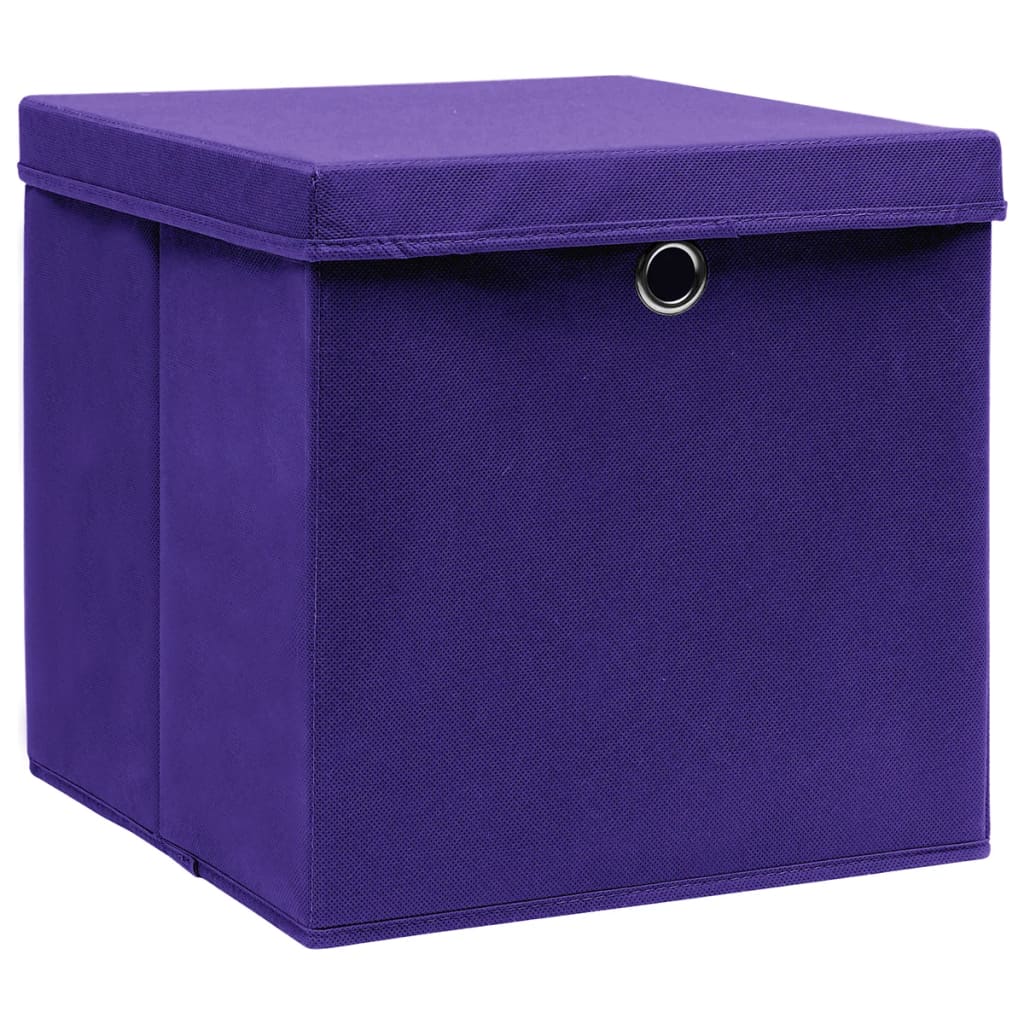 vidaXL Cutii depozitare cu capace, 4 buc., violet, 28x28x28 cm vidaXL Cutii depozitare cu capace, 4 buc., violet, 28x28x28 cm