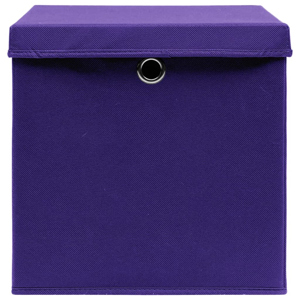 vidaXL Cutii depozitare cu capace, 4 buc., violet, 28x28x28 cm vidaXL Cutii depozitare cu capace, 4 buc., violet, 28x28x28 cm