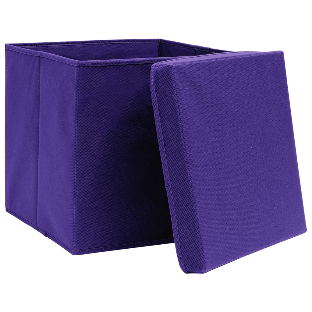 vidaXL Cutii depozitare cu capace, 4 buc., violet, 28x28x28 cm vidaXL Cutii depozitare cu capace, 4 buc., violet, 28x28x28 cm