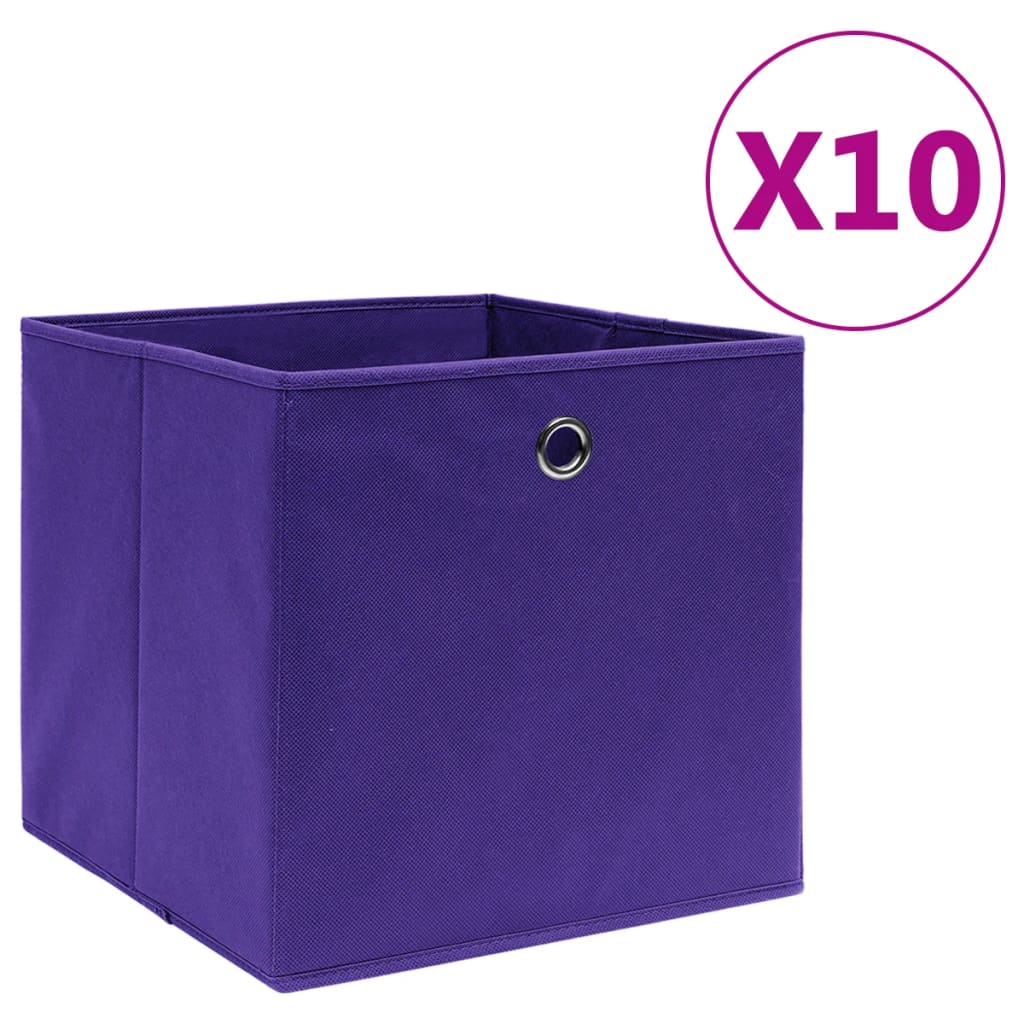 vidaXL Cutii de depozitare 10 buc. violet, 28x28x28 cm, textil nețesut vidaXL Cutii de depozitare 10 buc. violet, 28x28x28 cm, textil nețesut