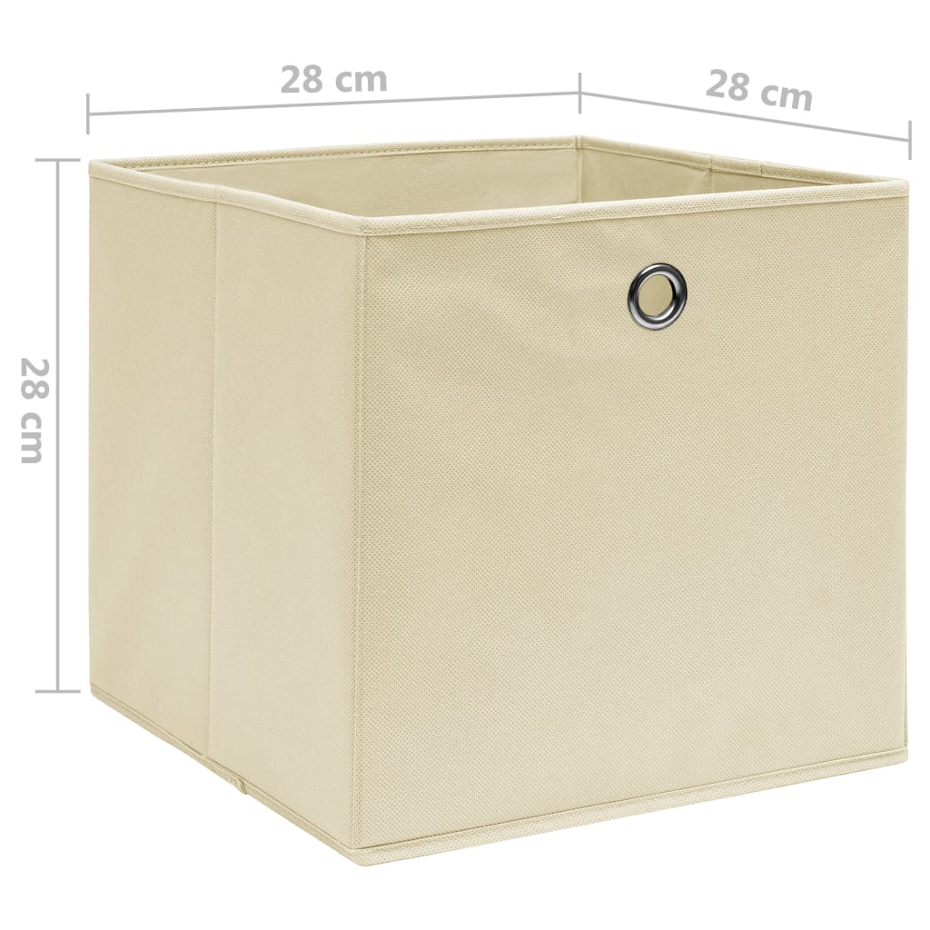vidaXL Cutii depozitare, 10 buc., crem, 28x28x28 cm, textil nețesut vidaXL Cutii depozitare, 10 buc., crem, 28x28x28 cm, textil nețesut