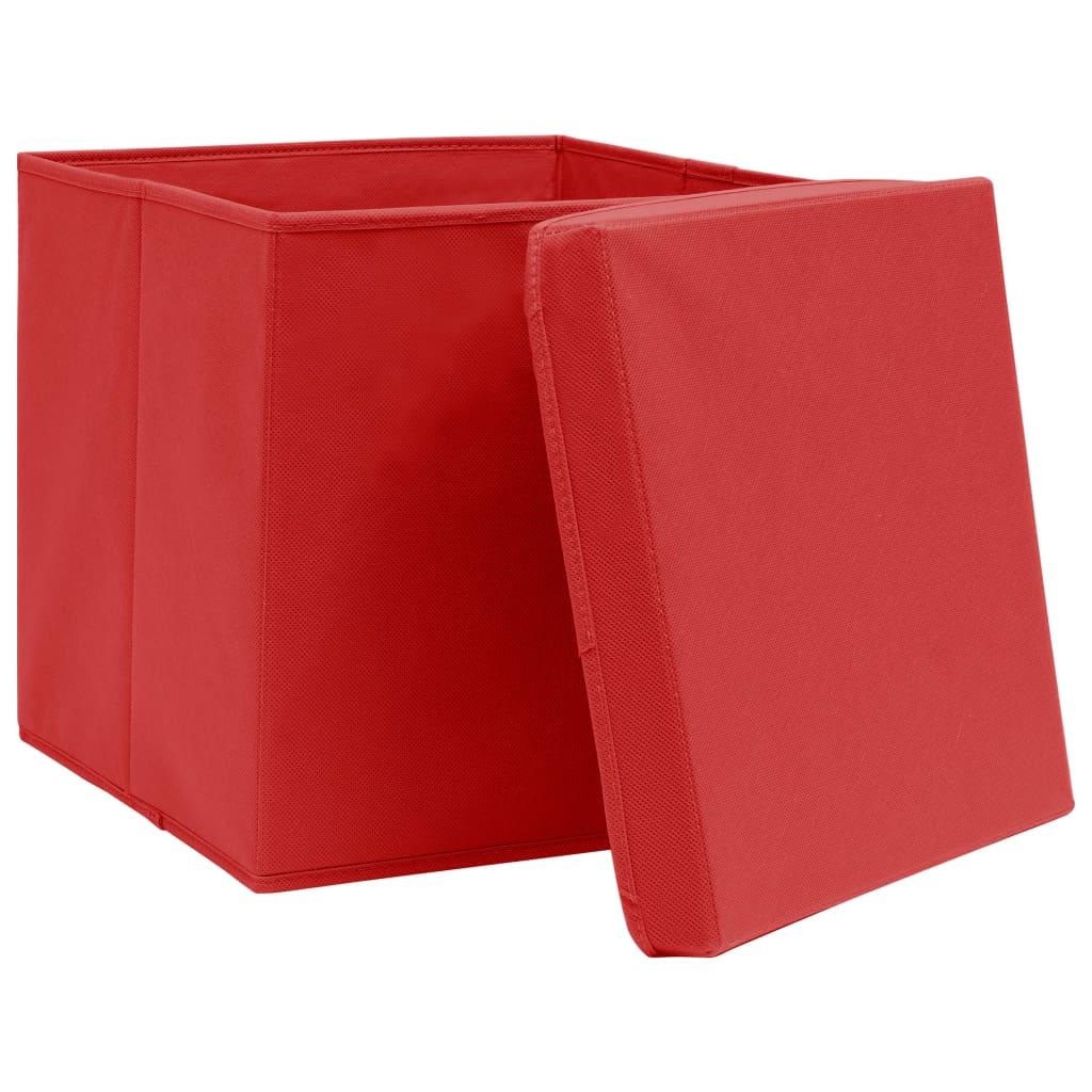 vidaXL Cutii depozitare cu capace, 4 buc., roșu, 28x28x28 cm vidaXL Cutii depozitare cu capace, 4 buc., roșu, 28x28x28 cm