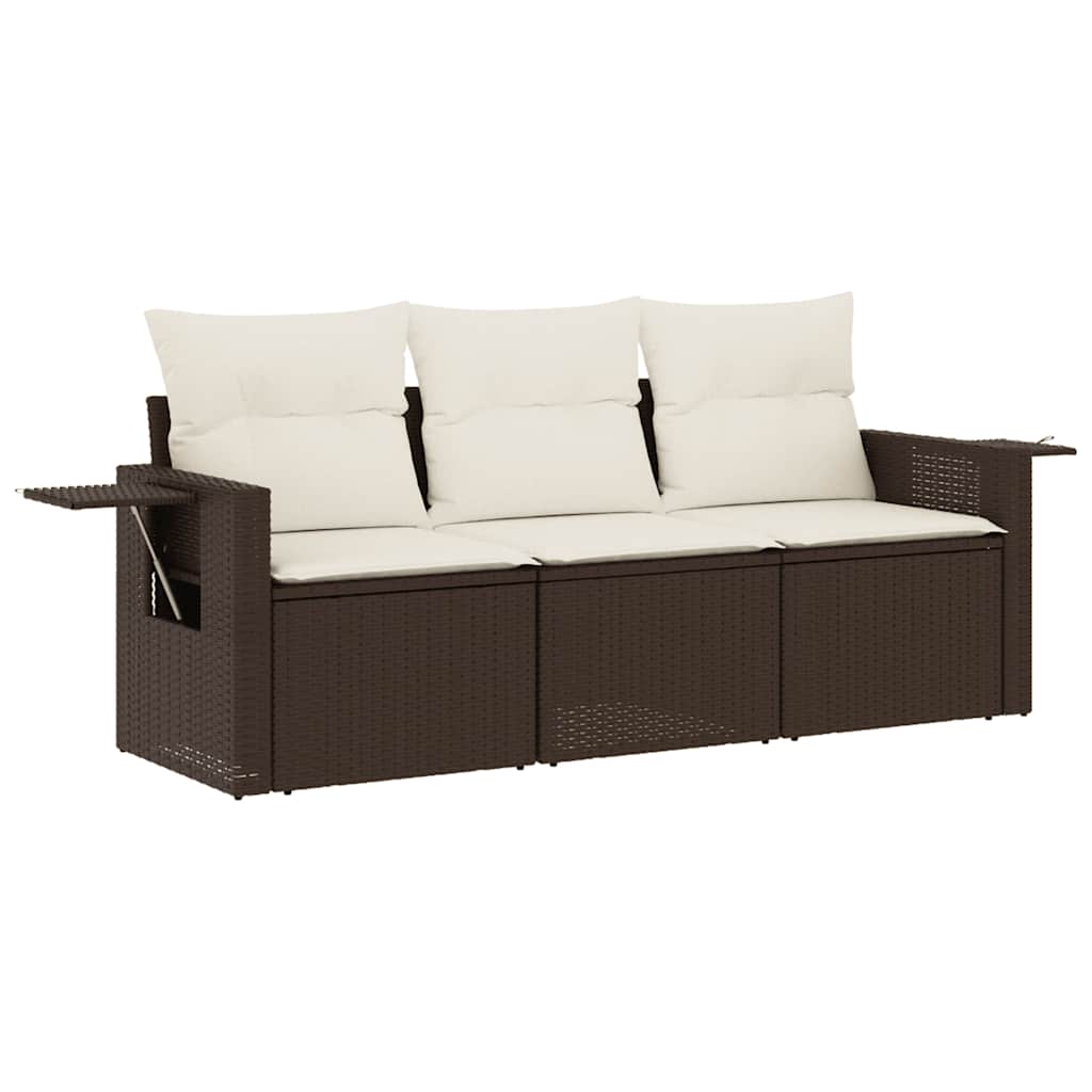 vidaXL Set canapele de grădină cu perne, 3 piese, maro, poliratan vidaXL Set canapele de grădină cu perne, 3 piese, maro, poliratan
