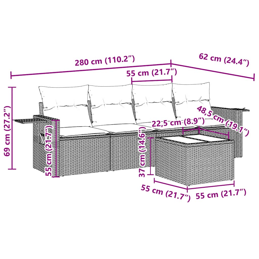 vidaXL Set canapele de grădină cu perne, 5 piese gri deschis poliratan vidaXL Set canapele de grădină cu perne, 5 piese gri deschis poliratan