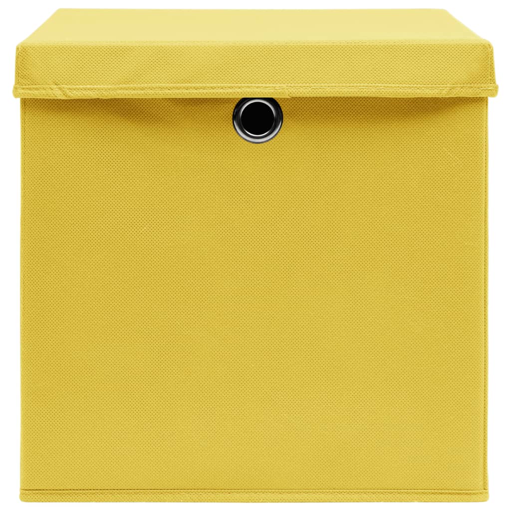 vidaXL Cutii depozitare cu capace, 10 buc., galben, 28x28x28 cm vidaXL Cutii depozitare cu capace, 10 buc., galben, 28x28x28 cm